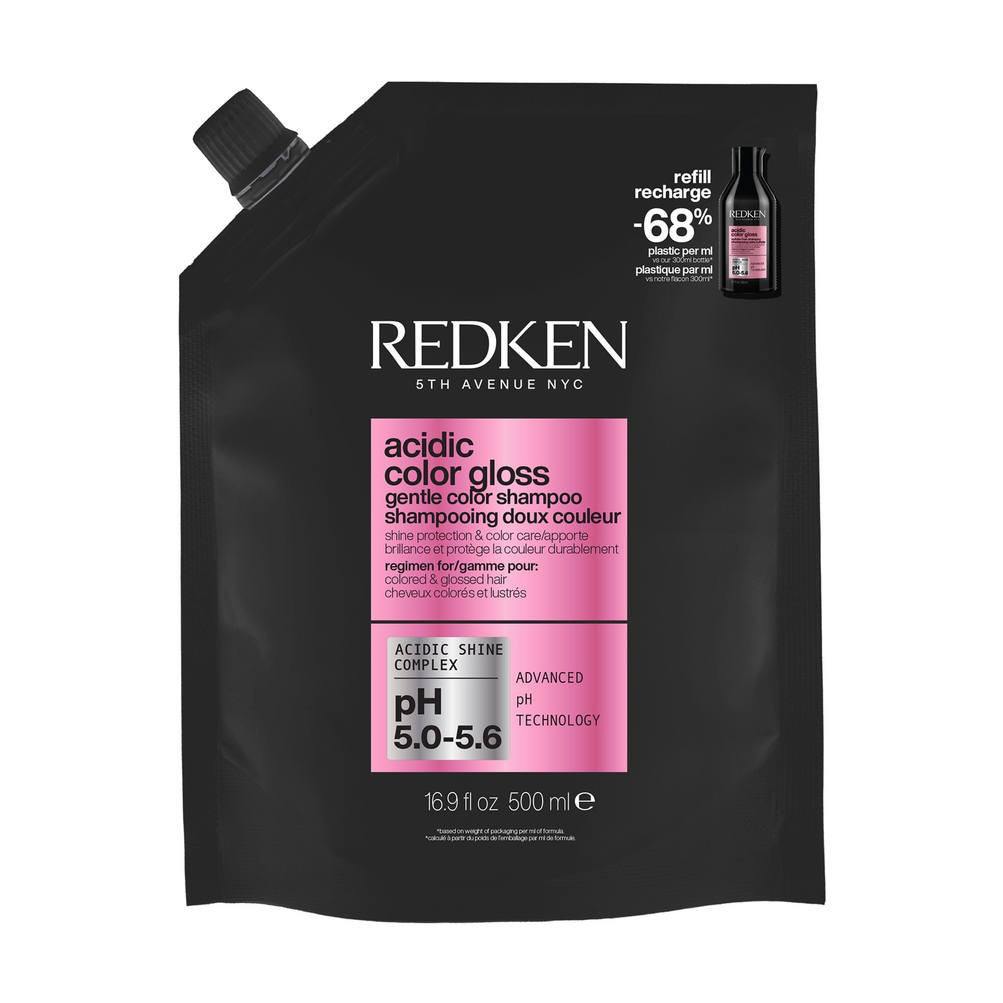 Шампунь Redken Acidic Color Gloss Gentle Color Shampoo для захисту кольору та сяйва фарбованого волосся, 500 мл (дойпак)